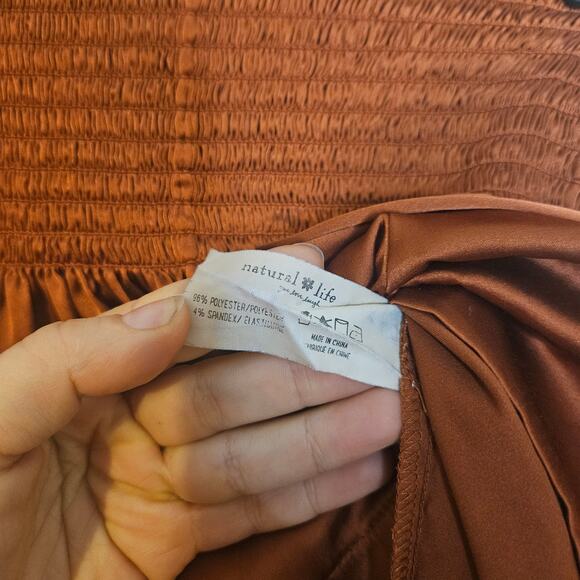 Natural Life Xs / S Extra Small Satin Skort Ribbed Shiny Terra Cotta Bronze - Picture 6 of 7